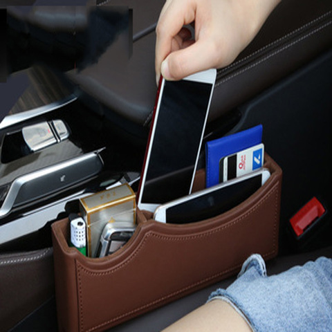 Caja de almacenamiento para hueco de asiento de coche, organizador de bolsillo de almacenamiento universal, para lado del conductor y del pasajero, izquierdo/derecho, soportes del teléfono, negro/beige/rojo ► Foto 1/1