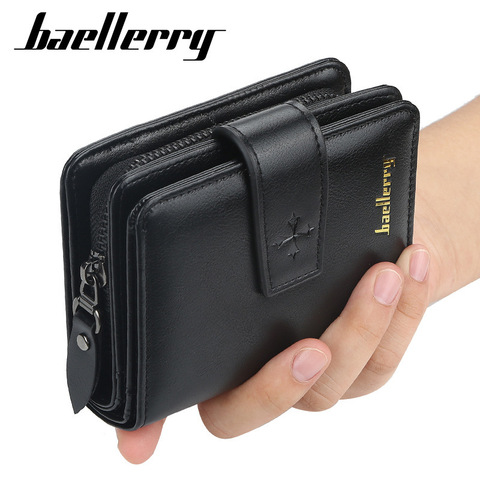 Cartera de hombre Baellerry hombre pequeñas carteras PU monedero de cuero para hombre de la cremallera bolsillo de la moneda monederos titular de la tarjeta de cubierta de lujo cartera ► Foto 1/6