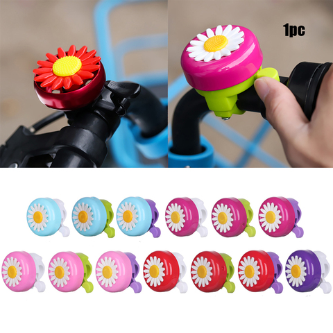 Multi-color niños divertido bicicleta campana Margarita flor cuernos bicicleta niños niñas ciclismo anillo alarma para manillar aleación plásticos caliente ► Foto 1/6