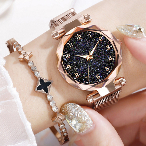 Relojes de lujo con cielo estrellado magnético para mujer, de cuarzo, de pulsera, femenino ► Foto 1/6