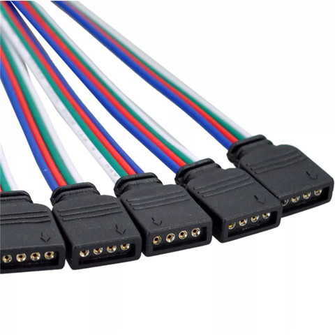 4 pin conector RGB 5 Pin RGBW conector macho/mujer tira de LED conector aguja de Cable de soldadura para 5050 de 3528 RGB RGBW LED tira ► Foto 1/6