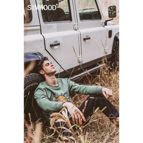 SIMWOOD-sudaderas con capucha para hombre, suéteres gruesos de lana cálida con estampado de montaña, chándales de talla grande de 390g, jerséis nuevos de primavera e invierno de 2022 ► Foto 1/6