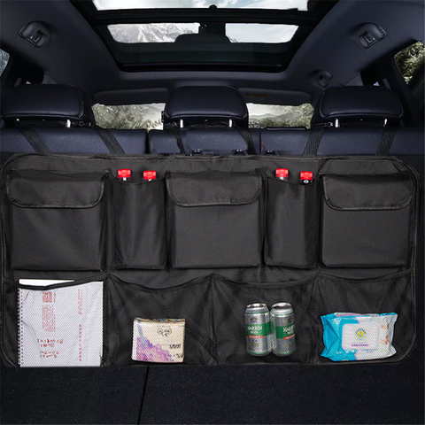 Organizador de almacenamiento automático para maletero de coche, bolsa de almacenamiento Universal de gran capacidad para asiento trasero, bolsillo de malla de carga para maletero ► Foto 1/6