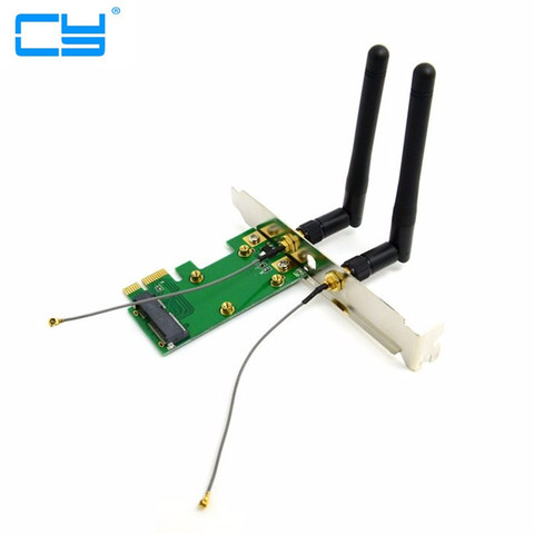 Pci-e Mini PCI-E pcie pci express a pcie PCI-E Express tarjeta adaptadora inalámbrica con antenas duales red Internet ordenador WiFi ► Foto 1/5