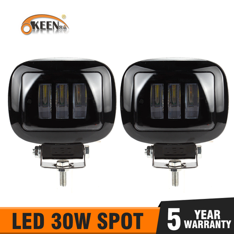 OKEEN-Barra de luz led de trabajo para coche, faro redondo de lente 6D, 30W, 12V, 4WD, ATV, SUV, UTV, camiones, 4x4, luces de conducción de carretera ► Foto 1/6