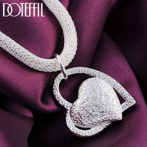 Dotefiil-Colgante de doble corazón para mujer, de Plata de Ley 925 de 18 pulgadas, collar de circonita AAA para mujer, joyería de boda con encanto ► Foto 1/6