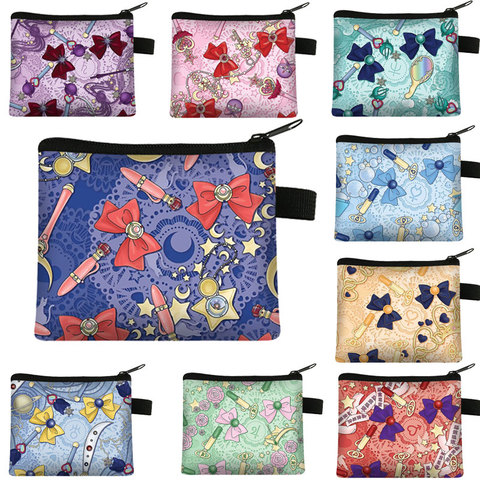 Cartera de marca de moda para mujer, monedero pequeño con lazo, monedero de lona con cremallera, bolsa para auriculares ► Foto 1/6