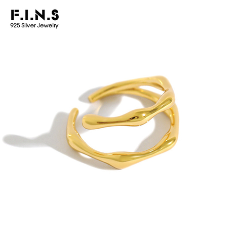 F.i.n. S 100%-Anillo de Plata de Ley 925 con forma de pie plateado, anillo de cola Irregular minimalista, moda coreana, para mujeres ► Foto 1/6