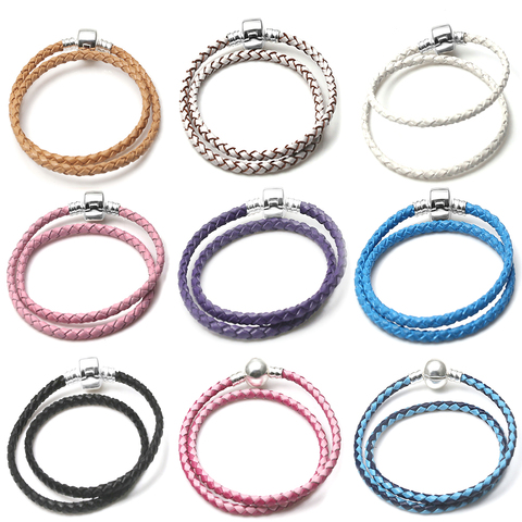 SEIALOY-brazaletes de cuero tejido para mujer y hombre, hebilla chapada, accesorios para el cuero cabelludo, marcas originales, brazalete con abalorio, regalos ► Foto 1/6