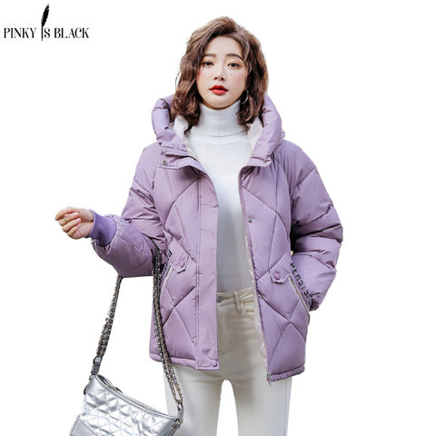 PinkyIsBlack-chaqueta con capucha para mujer, Parkas con relleno de algodón grueso, abrigo corto de invierno, prendas de vestir, novedad de 2022 ► Foto 1/6