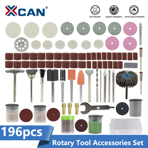 XCAN-Kit de accesorios de herramientas rotativas, 196 Uds., vástago de 1/8 pulgadas, Mini juego de pulido, lijado, perforación, herramientas rotativas Dremel ► Foto 1/6