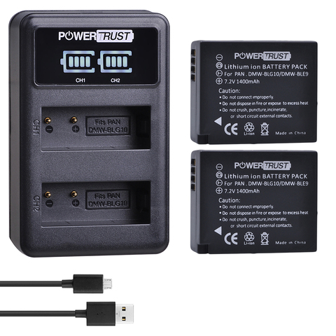 PowerTrust DMW-BLG10 1400mAh DMW BLG10 DMW-BLE9 batería LED + cargador para Panasonic Lumix DC-ZS80... DC-GX9... DMC-GX80... DMC-GX85 ► Foto 1/6