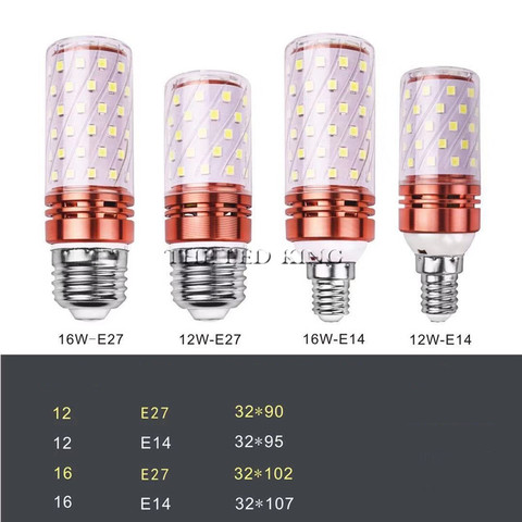 Bombilla LED E27 E14, potencia real, 9W, 12W, SMD2835, 220V, candelabro de mazorca, luz LED para decoración del hogar ► Foto 1/6