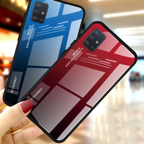 Funda de vidrio templado para teléfono gradiente para Samsung Galaxy A50 A70 A51 A71 funda para Samsung A50 A 50 Fundas Coque SM A70 contraportada ► Foto 1/6