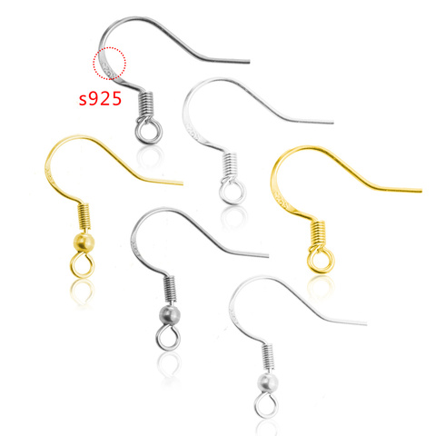 20 unids/lote 925 gancho de oreja de acero inoxidable alambres de oído de oro de plata pendientes de acero gancho para DIY joyería pendiente de hacer accesorios ► Foto 1/6