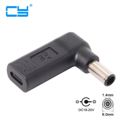 USB-C USB 3,1 tipo C a DC 19V, adaptador de 6,0x1,4mm, disparador emulador PD, ángulo de 90 grados ► Foto 1/4