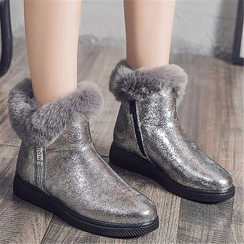 ¡Novedad de invierno 2022! Botas de nieve cálidas con lentejuelas para mujer, botas de mujer a la moda con punta redonda, cómodas suelas de goma, zapatos de mujer dorados y plateados ► Foto 1/6