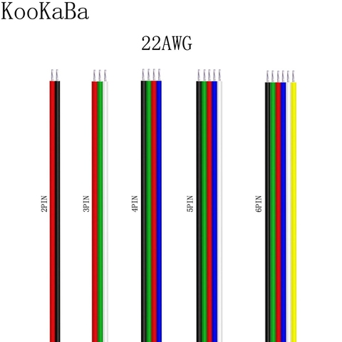 50/100m 22AWG Led de luz de tira de ¿el taxista 2/3/4/5/6Pin para WS2812B WS2811 SK6812 5050, 2835 de 5730 eiéctrica de extensión ¿el taxista de alambre ► Foto 1/6