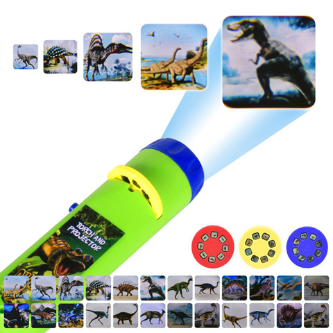 Lámpara de proyector de antorcha educativa para niños, juguete de proyección, proyector Solar de dinosaurio ► Foto 1/6