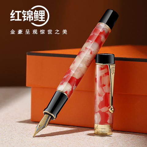 Jinhao, 100, bolígrafo estilográfico de resina centenne 18KGP, mediano/plumín curvo de 0,5/1,2mm, Clip dorado con convertidor, bolígrafo de regalo para negocios y oficina ► Foto 1/4