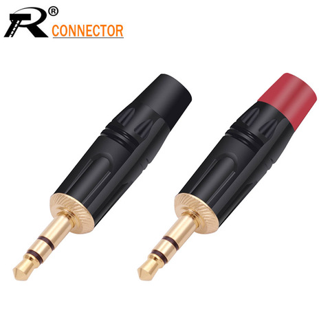 Enchufe de micrófono OD 10mm, 10 pares/20 piezas, 3,5mm conector de Audio, montaje de enchufe macho estéreo, Conector de altavoz chapado en negro y rojo ► Foto 1/6