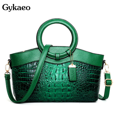 Gykaeo estilo europeo y americano patrón de cocodrilo mujeres bolsos de cuero señoras Color verde fiesta bolsos de hombro saco A principal ► Foto 1/6