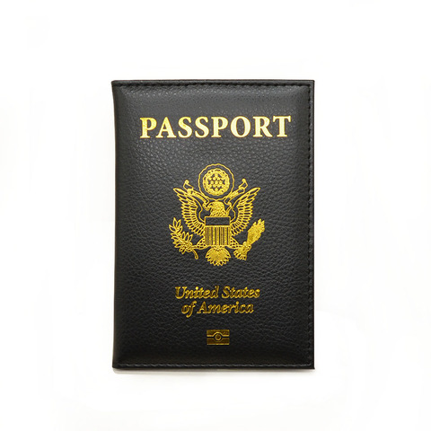Funda de pasaporte de Estados Unidos de cuero Pu para mujer, Cartera de viaje, porta pasaporte, organizador de documentos ► Foto 1/6