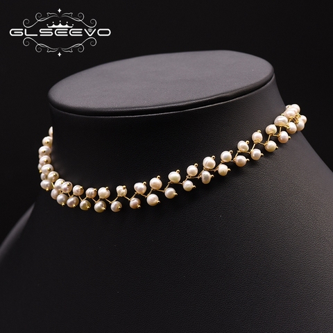 GLSEEVO-gargantilla de perla Natural de agua dulce para mujer, collar de compromiso de boda, joyería fina hecha a mano, Collares GN0171 ► Foto 1/5