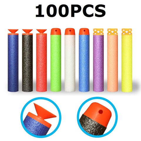 Balas de dardos de cabeza redonda hueca para Nerf EVA, arma para regalo militar, balas de juguete, regalo de Navidad para niños, 100 Uds. ► Foto 1/1