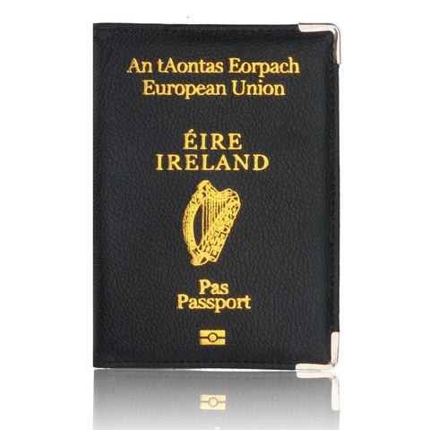 TRASSORY-Funda de pasaporte de cuero para mujer, con diseño de Litchi, Unión Europea, Irlanda, soporte con ángulo de cobre ► Foto 1/6