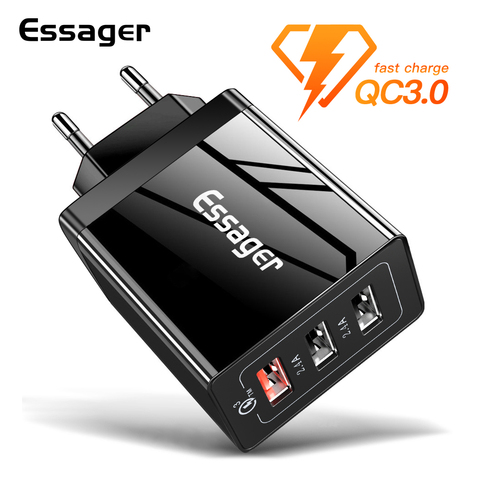 Cargador USB esmager 30W QC 3,0 carga rápida 3,0 carga rápida Multi adaptador de enchufe cargador de pared Turbo para iPhone Samsung Xiaomi mi 9 ► Foto 1/6