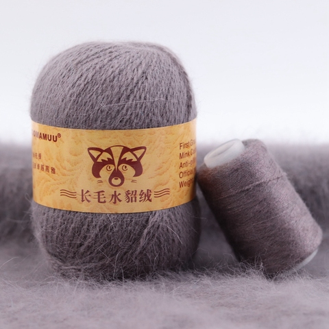 Plush Mink-lana de pelo tejido a mano para mujer, 50 + 20 g/set, hilo de ganchillo de calidad fina para cárdigan, bufanda, sombrero adecuado para mujer ► Foto 1/6