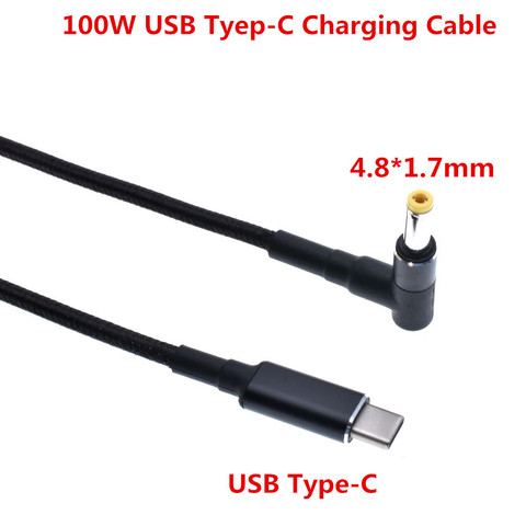 Fuente de alimentación DC4.8 x 1,7mm conector de clavija Cable conversor 19V USB tipo C PD Cable de carga para HP TPN-Q113 Laptop Adapter ► Foto 1/6