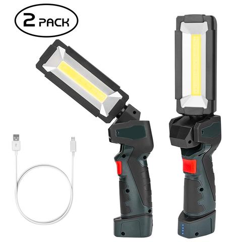 Linterna luz de trabajo LED COB de 5 modos, linterna con batería de recarga integrada, linterna de Camping, luz de emergencia magnética giratoria de 360 grados ► Foto 1/6