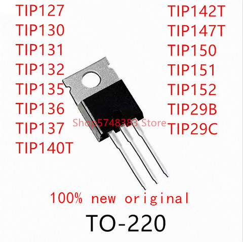 10 Uds TIP127 TIP130 TIP131 TIP132 TIP135 TIP136 TIP137 TIP140T TIP142T TIP147T TIP150 TIP151 TIP152 TIP29B TIP29C a-220 ► Foto 1/1