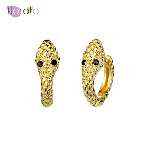 925 Plata de ley pendientes de aro pequeño para las mujeres Simple dorado plateado color pendientes cadena serpiente joyas aros circulares ► Foto 1/6