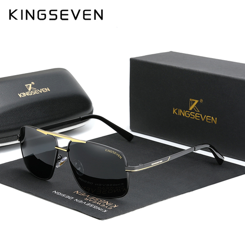 KINGSEVEN, nuevas Gafas De moda para hombres, lentes De conducir y pescar polarizados, marca para hombres, mujeres, Material De acero inoxidable, Gafas De Sol ► Foto 1/5