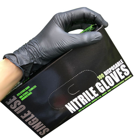 50 pares/100 piezas negro Unisex desechables guantes de nitrilo de limpieza guantes de trabajo guantes de protección ► Foto 1/3