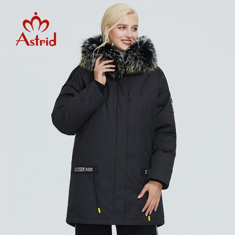 Chaqueta de invierno de 2022 Astrid para mujer ropa de algodón grueso ocio cálido negro parka para mujer con cuello de piel grande diseño ZR-3030 ► Foto 1/6