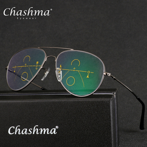 CHASHMA marca Multifocal Progresiva lente gafas De lectura De los hombres la presbicia hipermetropía Bifocal gafas De titanio Oculos De Grau 1,5 ► Foto 1/4