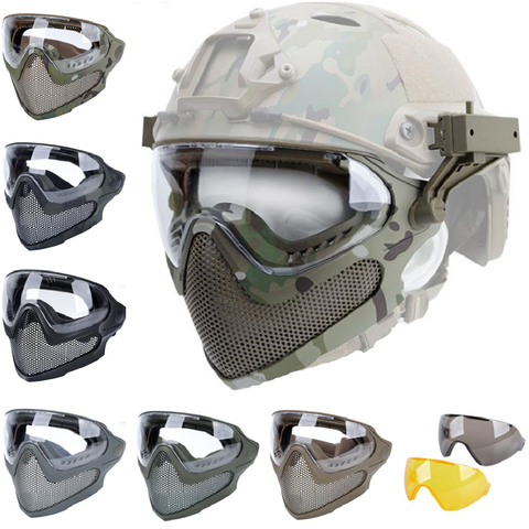 Máscara táctica para Tracer Airsoft, resistente a impactos, casco a juego, gafas de protección ocular de malla de acero para Airsoft y Paintball ► Foto 1/6