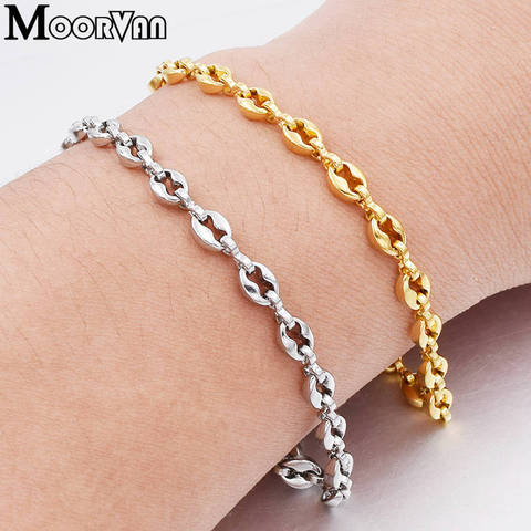 Pulsera de acero inoxidable con cuentas de café para hombre y niña, brazalete con abalorios de 4,5mm, de alta calidad, envío directo, 2022 ► Foto 1/6