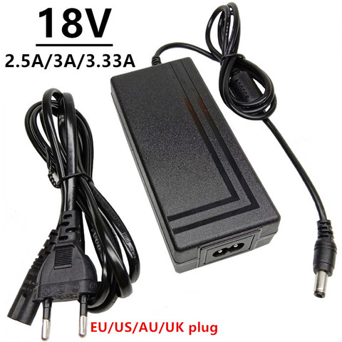 18V2.5A 18V3A 18V3.33A transformador de 18 voltios universal de alimentación 18 V adaptador de alimentación 18 V AC DC ac/dc adaptador UE nos UK AU enchufe 5.5x2.5mm ► Foto 1/6