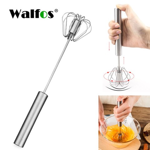 Mezclador semiautomático de presión de la mano de acero inoxidable WALFOS, mezclador de café, leche, batidor de huevos, herramienta de cocina manual ► Foto 1/6