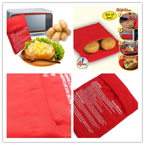 Bolsa de patatas lavable en caliente, bolsa para horno microondas, patatas tostadas, horno de microondas, bolsa para hornear, herramienta de cocina, accesorios de cocina ► Foto 1/6