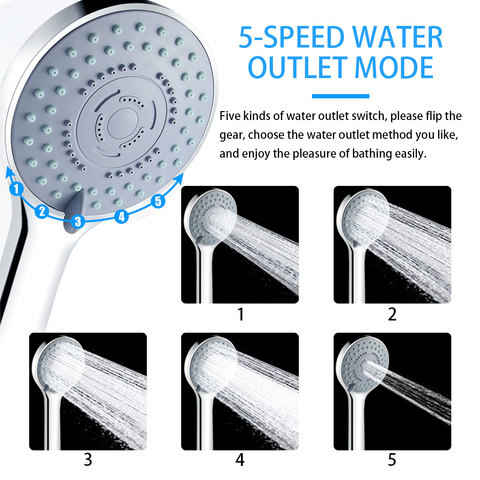 Cabezal de ducha de baño ajustable, accesorio para SPA, ahorro de agua, manual, 5 modos ► Foto 1/6