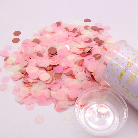 Conjunto de Poppers de confeti rosa para decoración de fiesta, Mini puntos de confeti redondos de papel de flores de feliz cumpleaños, 1 Juego ► Foto 1/6