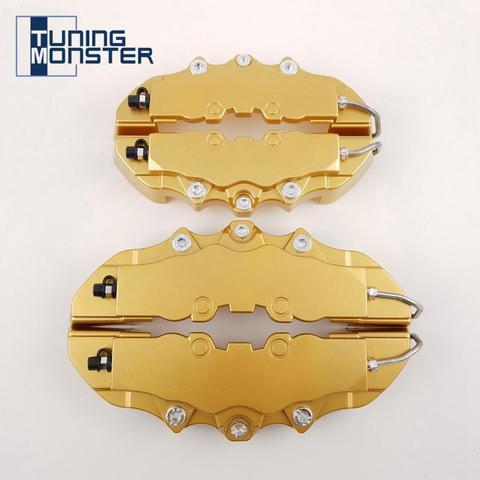 Tuning Monster 4 unids Brem Car Auto disco freno pinza cubierta con 3D Word Universal Kit Fit to 17 pulgadas 2 Medium y 2 Small Gold ► Foto 1/6