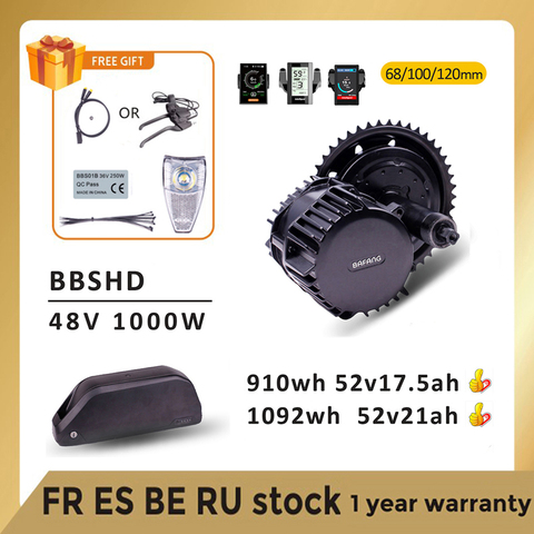 Bafang Motor BBSHD BBS03 48V 52V 1000W eléctrico Motor Medio Ebike kit de conversións con 52V17.5AH Samsung Lithium batería ► Foto 1/6
