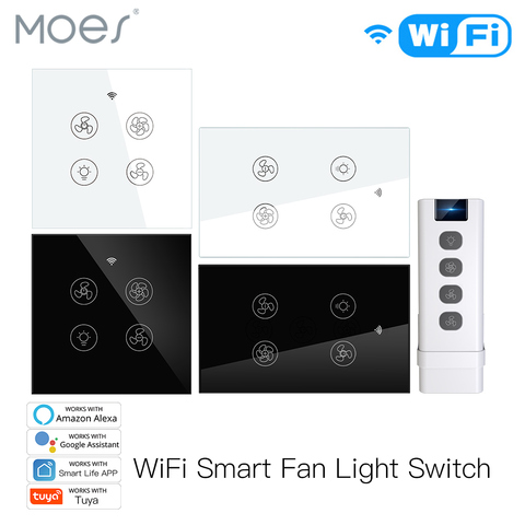 Nuevo WiFi RF inteligente ventilador de techo luz 2/3 Control de vía de vida inteligente/Tuya APP remoto RF de Control de velocidad Alexa Google Compatible ► Foto 1/6